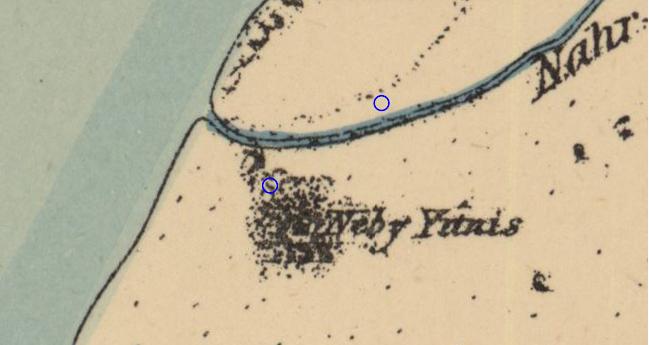גבעת "נבי יוניס" לפי מפה משנת 1880 - צילום מסך מהאתר עמוד ענן