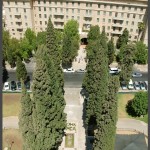 ממרומי המגדל מטה - 12 הברושים למרגלות בניין ימק"א - צילום: אפי אליאן