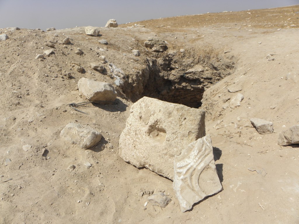 הדרך שפרצו השודדים לתוך בטן האדמה בחברת שמריה - צילום: רשות העתיקות