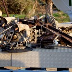 שרידי מטוס מיג 15 שנמשו מהמים לאחר שהופל מעל הכנרת