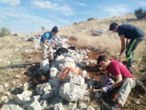 חניכי מכינת "מלח הארץ" מגלים עמדה צבאיות של הצבא העות'מאני שמוקמה צמוד לטרסה חקלאית. צילום גילי שטרן