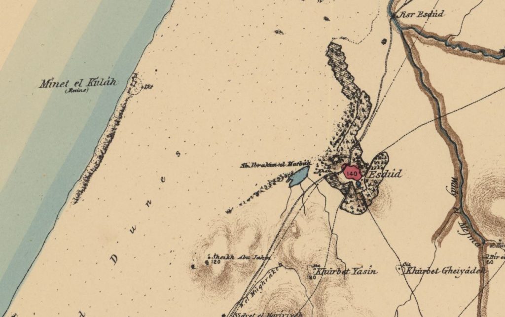 כפר איסדוד הסמוך לגשר - צילום מפת PEF1880