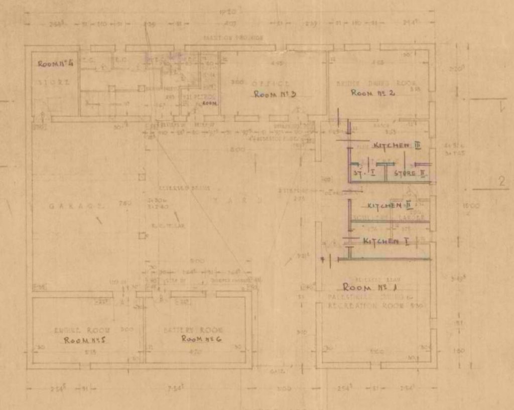 תרשים קומת קרקע מיצדית גדר הצפון - מקור: ארכיון גנזך המדינה