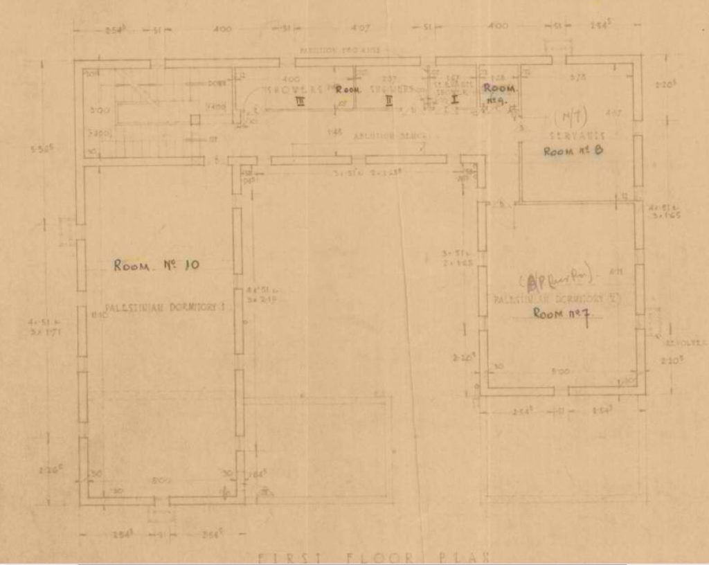 תרשים הקומה השניה מיצדית גדר הצפון - מקור: ארכיון גנזך המדינה