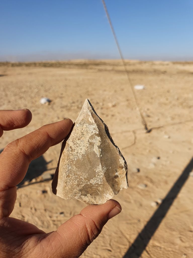 כלי הצור שנחשפו באתר - צילום: אמיל אלג'ם