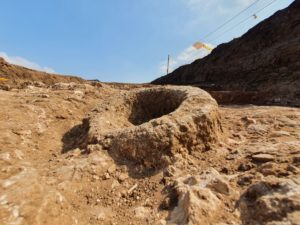אבן ריחיים לטחינת חיטה שנחשפה באתר. צילום-יולי שוורץ