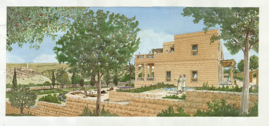 הדמייה - חצר מבנה מלוכתי - שלום קוולר - עיר דוד