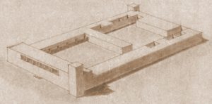 סקיצה של מבנה משטרת עירק סוודיאן - מקור: ארכיון גנזך המדינה / אוסף מחלקת עבודות ציבוריות