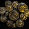 חלק מהמטבעות שנתפסו אצל סוחר העתיקות הבלתי חוקי - צילום: יולי שוורץ