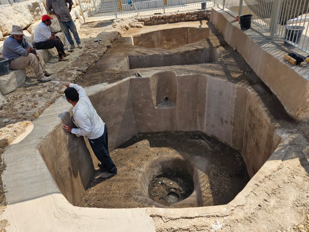 עבודות השימור בגת בזרחיה. צילום מינהל שימור רשות העתיקות