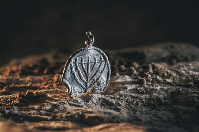 תליון המנורה הנדיר שהתגלה בחפירות עיר דוד ורשות העתיקות. צילום אליהו ינאי עיר דוד